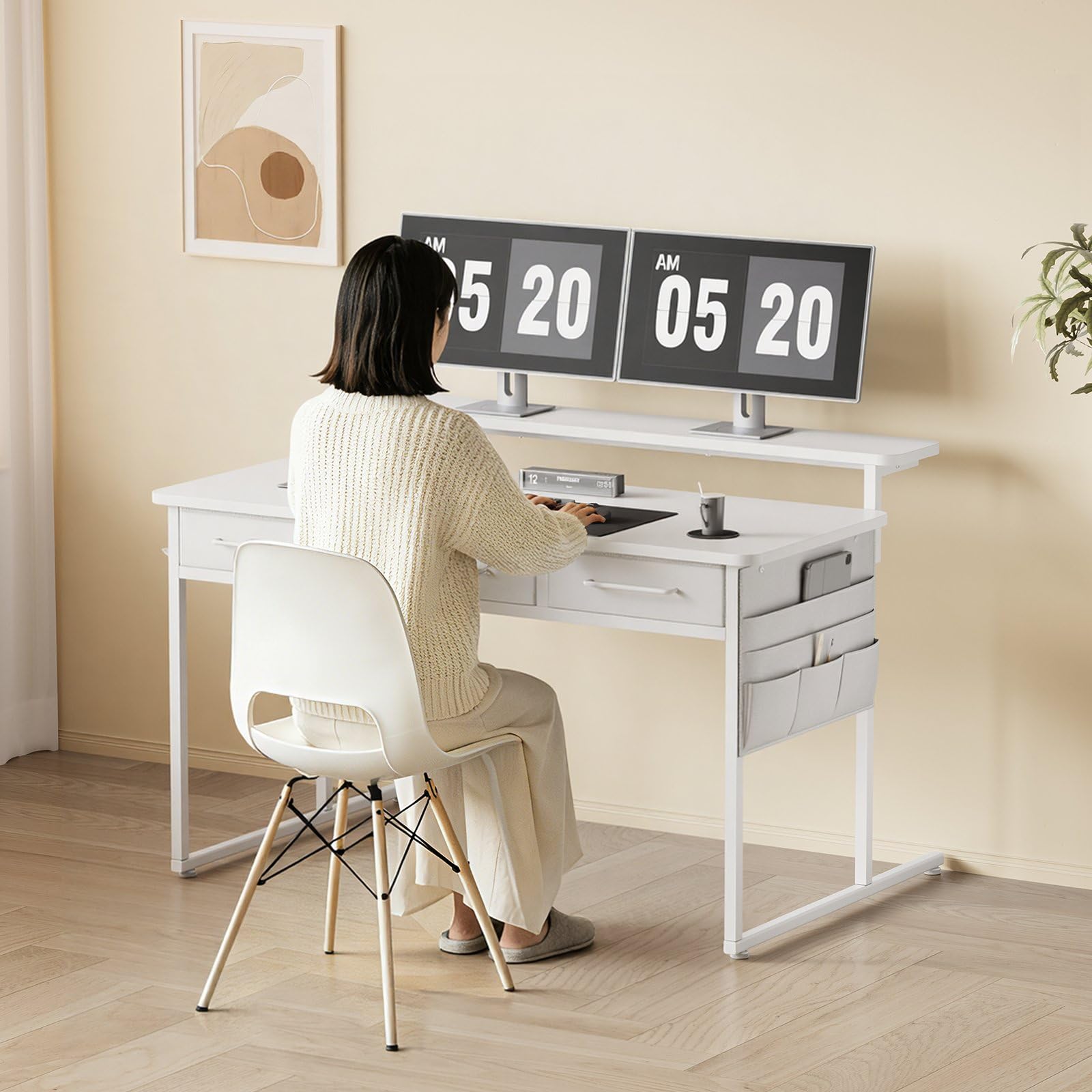 Amazon | Maihail デスク 幅120cm 引き出し付き パソコンデスク 机 pc